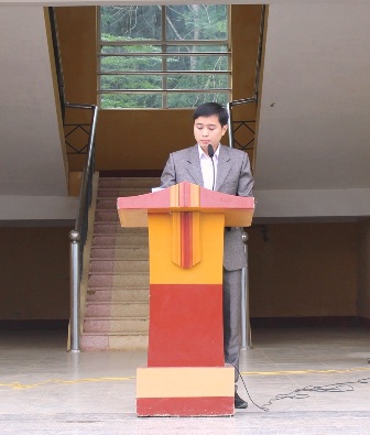 Anh: Hà Vĩnh Giang - Bí thư Đoàn, Chủ tịch Hội LHTN trường THPT Lâm Bình phát biểu