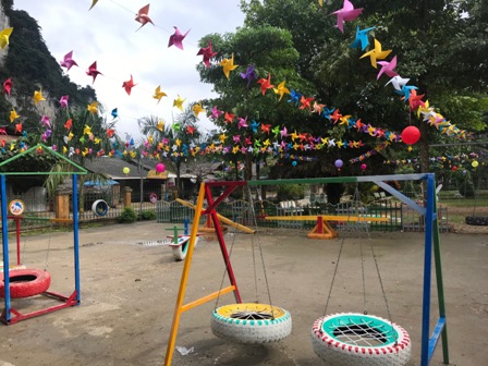 Không gian điểm vui chơi tại Liên đội trường Tiểu học Lăng Can, huyện Lâm Bình