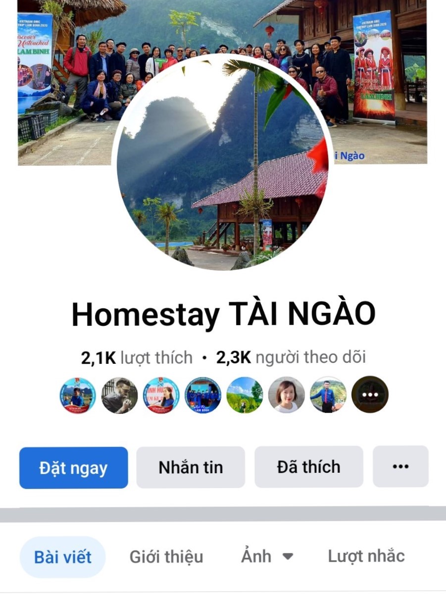 Fanpage facebook của Homestay Tài Ngào do HTX Thanh niên Thượng Lâm quản lý